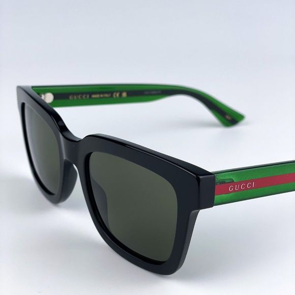 NEW GUCCI GG0001SN 002 Black Green Grey Square Unisex Sunglasses - Picture 5 of 14